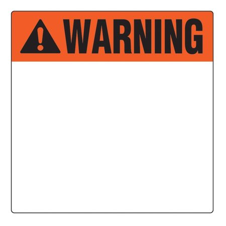 Panduit Polyester Adhesive Label, 4" W x 4" H, WARNING Header, C400X400A51 C400X400A51